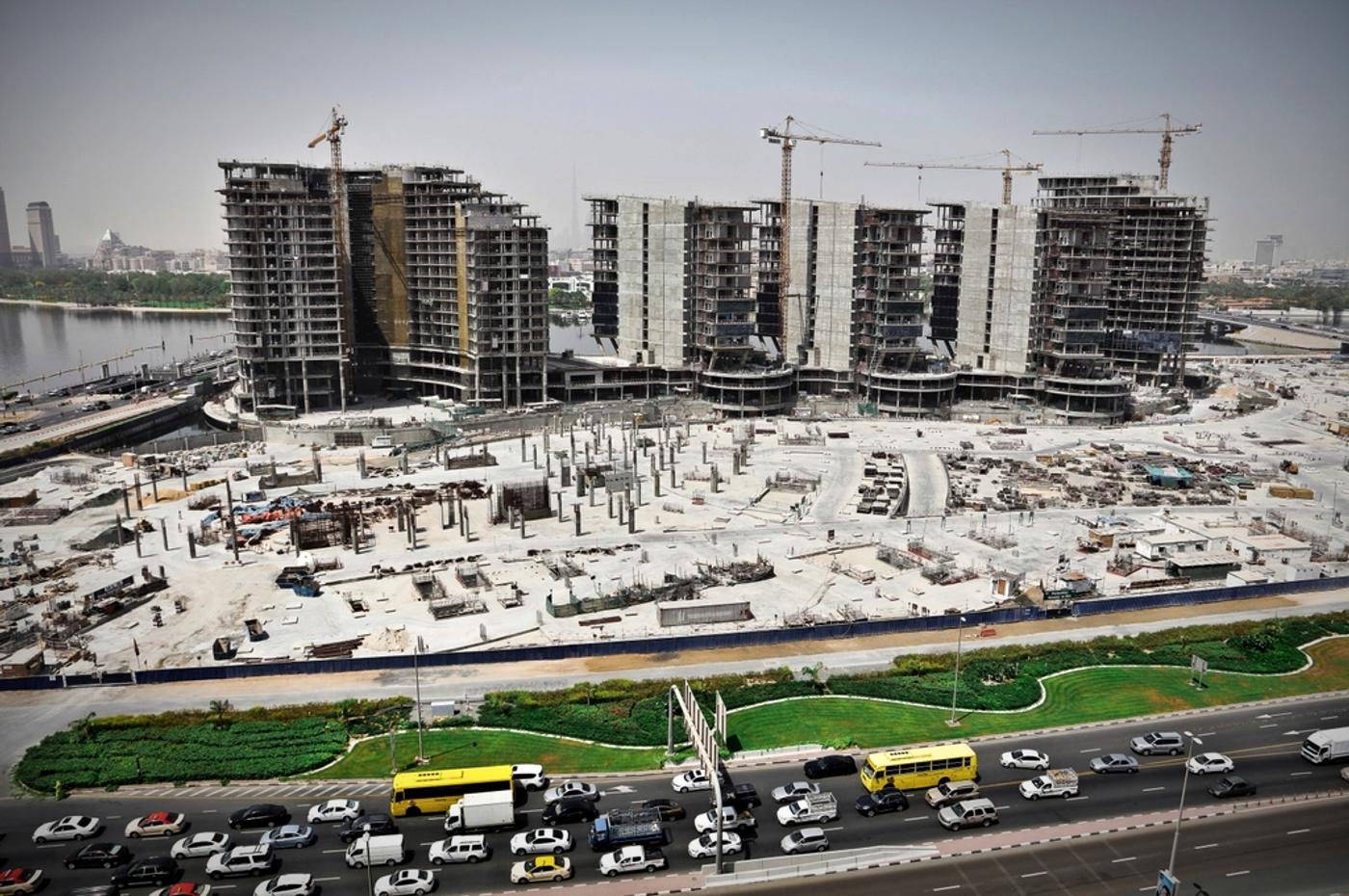 Aerial of a multi tower residential high rise development under construction
